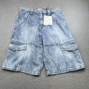 Isabel Marant Timy Shorts Mens 33 Light Blue Denim Cargo Pockets Utility Tencel